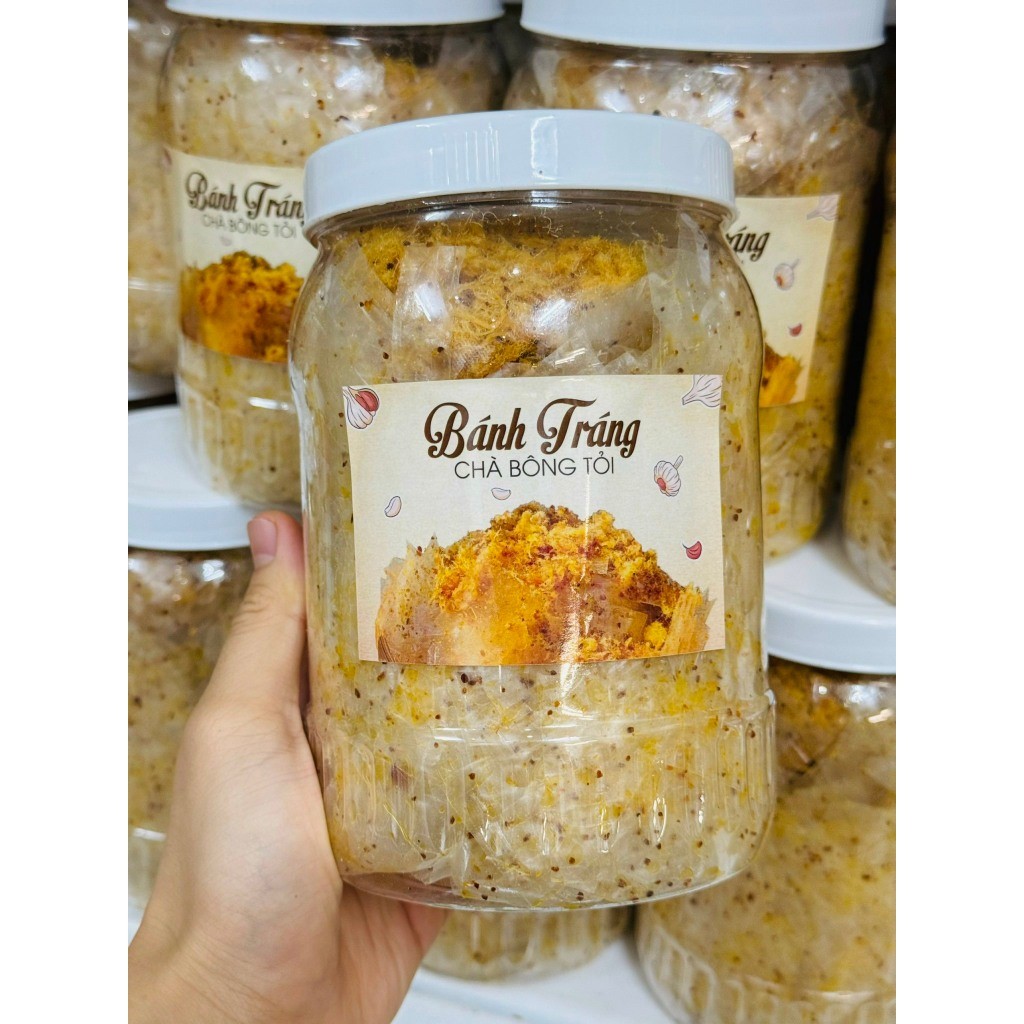 Bánh tráng chà bông cháy tỏi hũ 200g thơm ngon