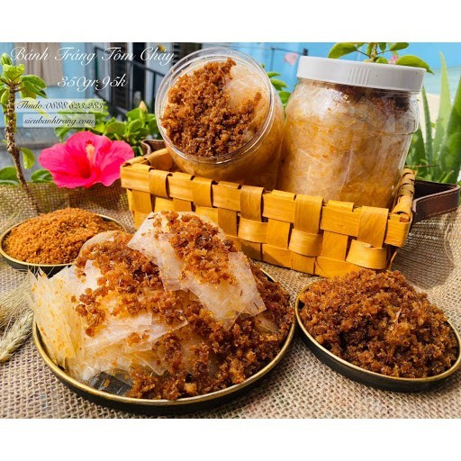 Combo 5 hũ và 10 hũ bánh tráng tôm khô cháy tỏi 360g thơm ngon