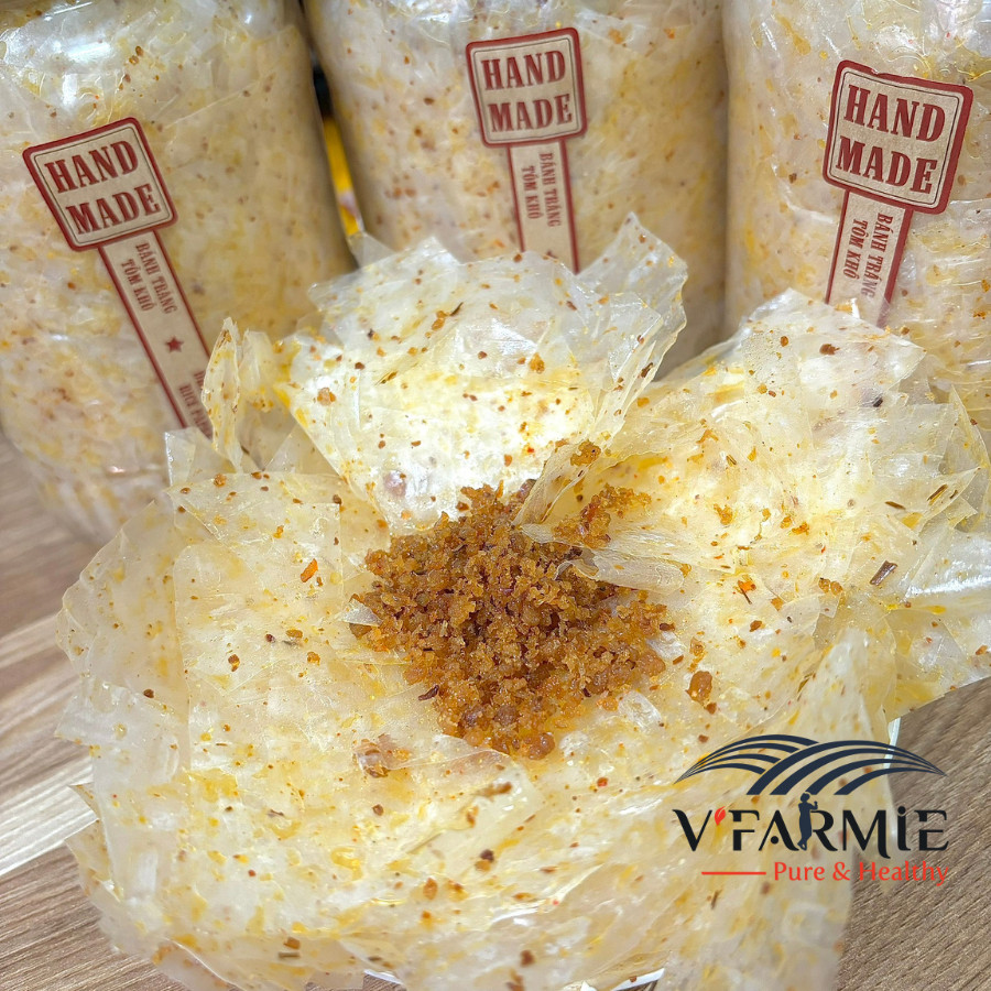 Bánh tráng tôm khô cháy tỏi hũ 300g mềm ngon