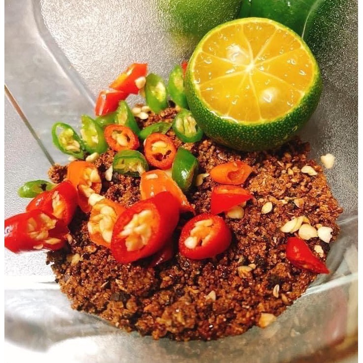 Muối tôm rang tiêu lá chanh siêu cay 250g chấm hải sản, các loại thịt, trái cây,...
