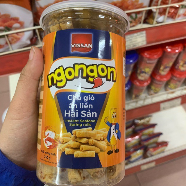 Chả giò sấy giòn ăn liền hải sản hộp 250g - Chả giò ALNN Hải sản Vissan 250g