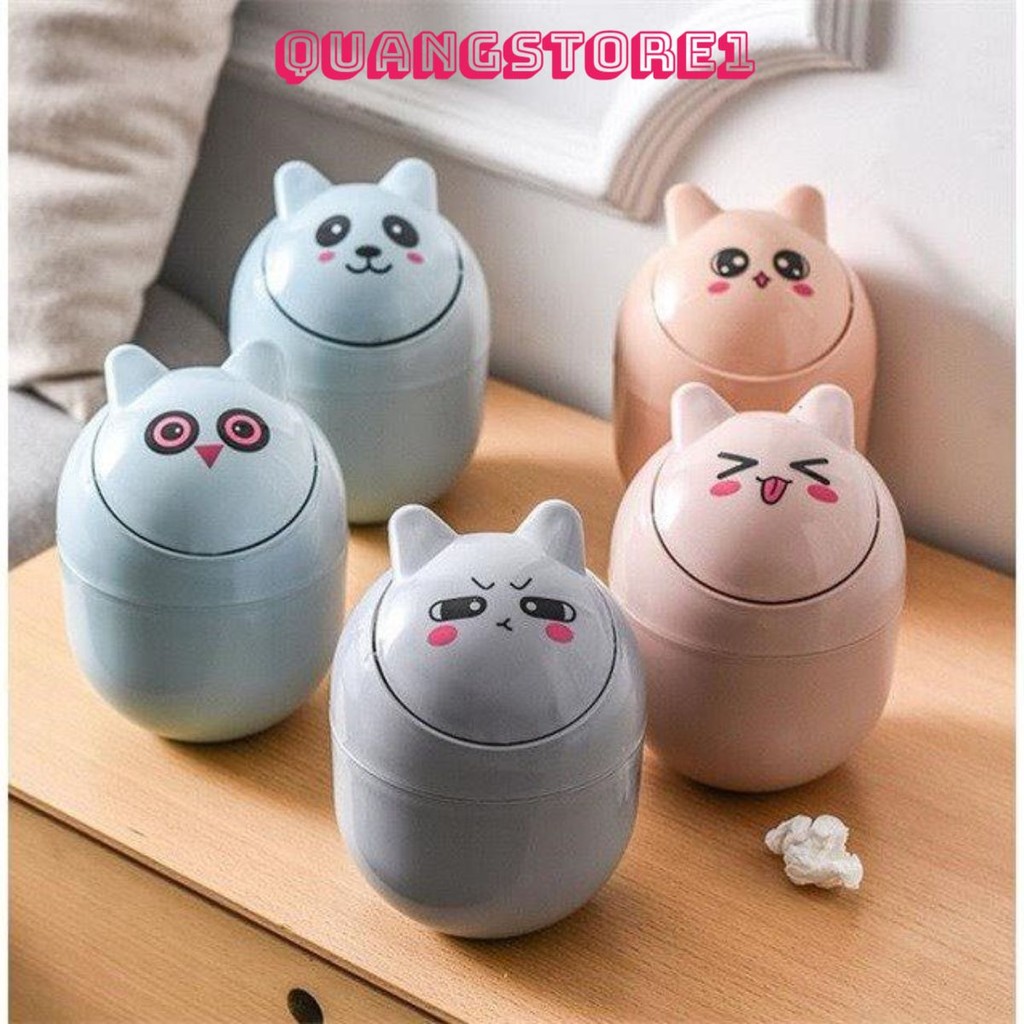 (2 CHIẾC) Thùng rác mini để bàn hình mèo