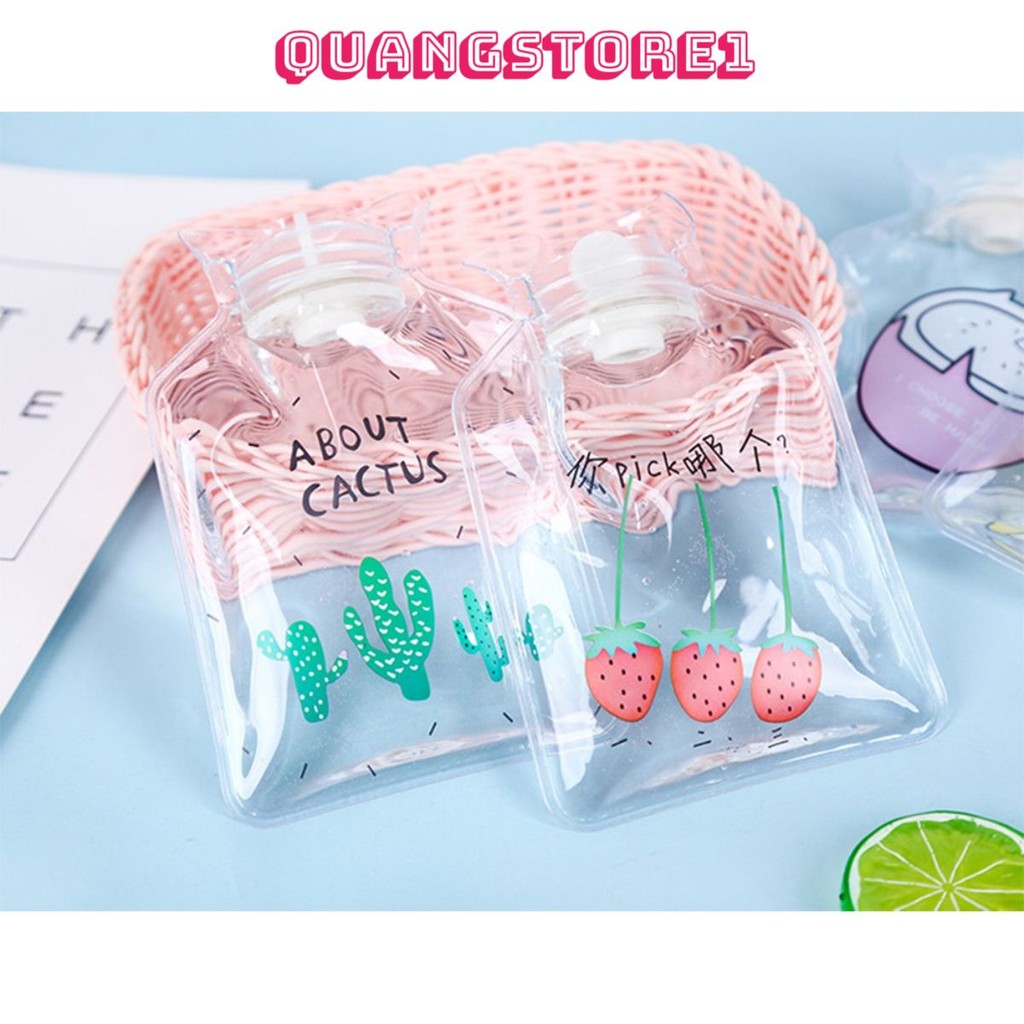 Túi Nước Chườm Nước Nóng, Lạnh - Túi KIỂU TRONG SUỐT 16Cm - Giúp Ấm Giữ Nhiệt, Giảm Đau Bụng Kinh