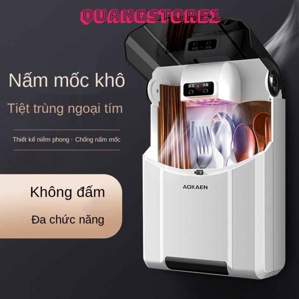 MÁY SẤY ĐŨA THÌA KHỬ KHUẨN - Ống Đũa Tia Cực Tím Khử Trùng Treo Tường Sấy Khô Có Nắp Đậy Chống Bụi Kệ Lưu Trữ Dao Kéo .