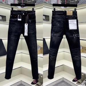 Quần Jean Nam Puple Đen Trơn 4 Cúc Quần Bò PP chấm sơn thêu chữ thời trang cao cấp hot trend