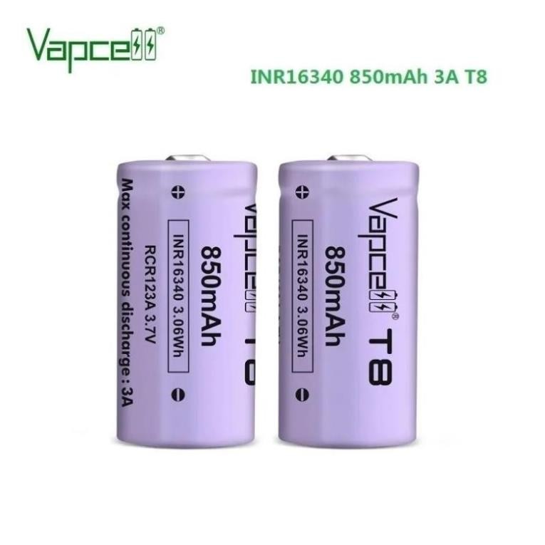 Pin sạc Vapcell 16340 3.7V/850mAh/3A Li-ion Battery (Bộ 2 viên ...