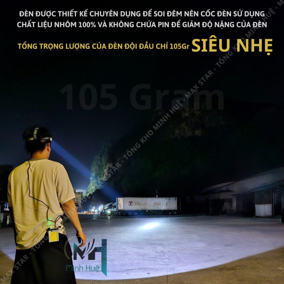 Đèn đội đầu kẹp bình siêu sáng chiếu xa 2 chế độ sáng ntt95