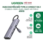 Bộ chuyển đổi Type C UGREEN 60515 sang 2*USB 3.0+HDMI, RJ45, SD TF và PD hỗ trợ 4K - Hàng phân phối chính hãng — ảnh 1