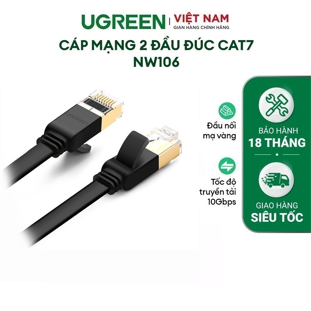 Cáp mạng 2 đầu đúc Cat7 UTP Patch Cords dạng dẹt UGREEN NW106 | Đầu nối ...
