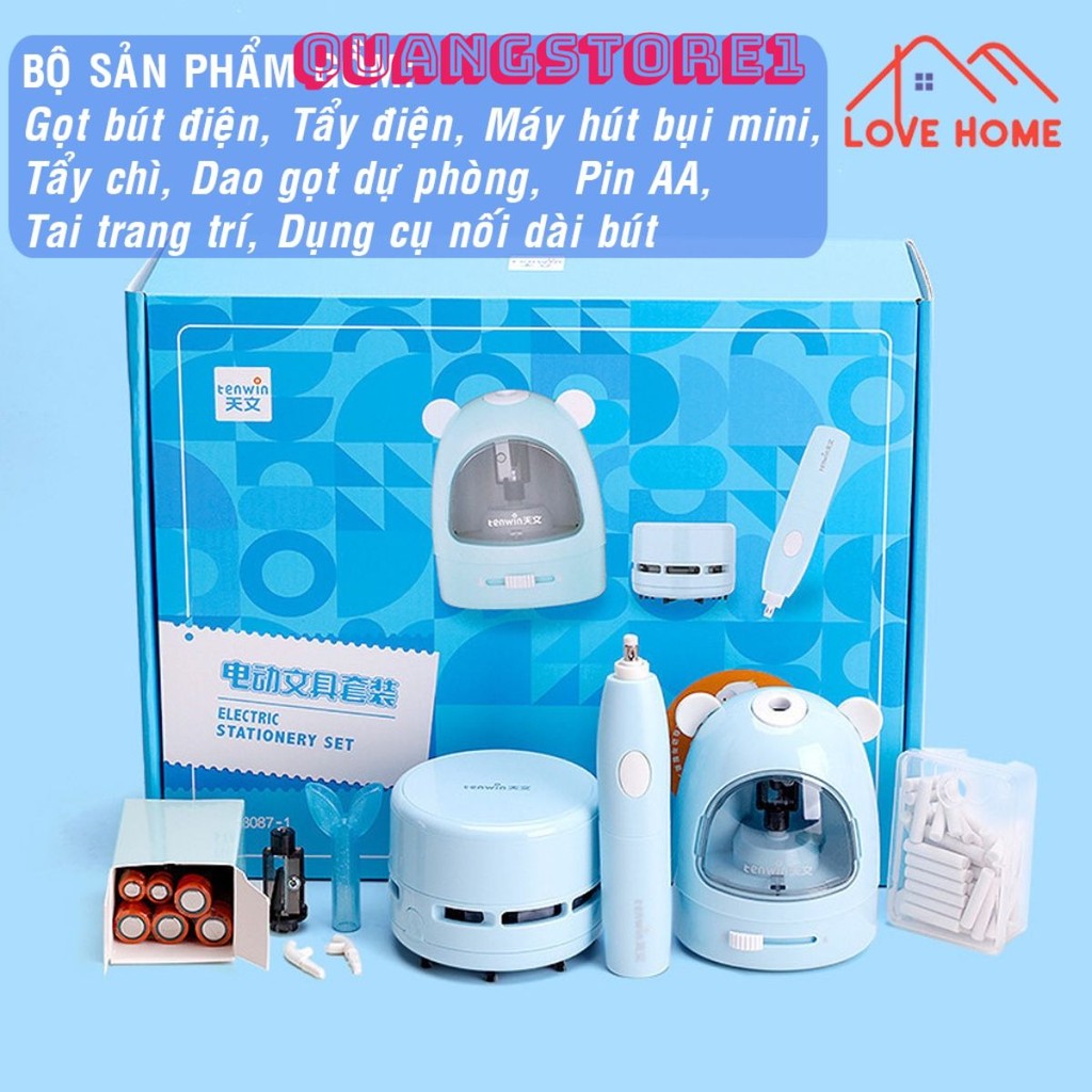 Bộ Gọt Bút Chì Chạy Pin - Tự Chuốt Bút - Bộ Đồ Dùng Học Tập Tiện Lợi Thích Hợp Cho Bé Mẫu Giáo Lớn, Tiểu Học .