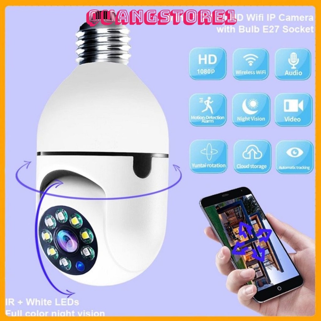 Camera wifi YOOSEE HD 1080p, kiểu dáng độc đáo, Cameras xoay 360 độ hỗ trợ hồng ngoại flash màu quay đêm-không cần LAN