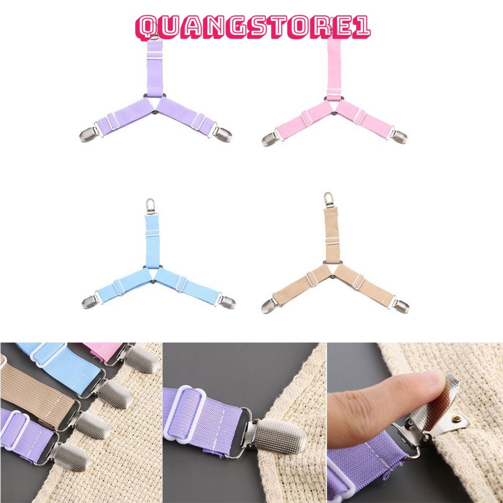 4 Đai Điều Chỉnh Ga Trải Giường Drap 3 Chạc Inox Mới - Gia Đình - Khách Sạn - Ga Luôn Căng Phẳng
