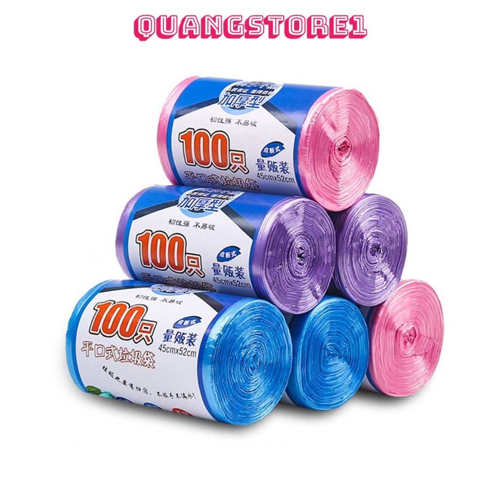 Cuộn 100 TÚI ĐỰNG RÁC T7 - Bao Bịch Nilong Bọc Rác Nhiều Màu - Size 45X50Cm