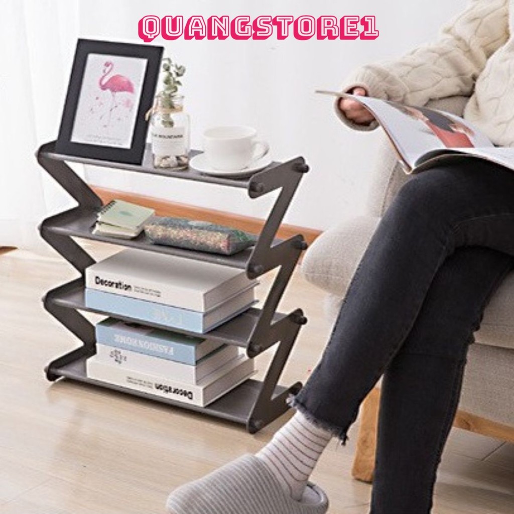 Kệ Dép 4 Tầng Chữ Z Để Sách Vở, Giày Dép, Vật Dụng Đa Năng Chất Liệu Nhựa Thiết Kế Gấp Gọn Thông Minh Kích Thước 46x48Cm