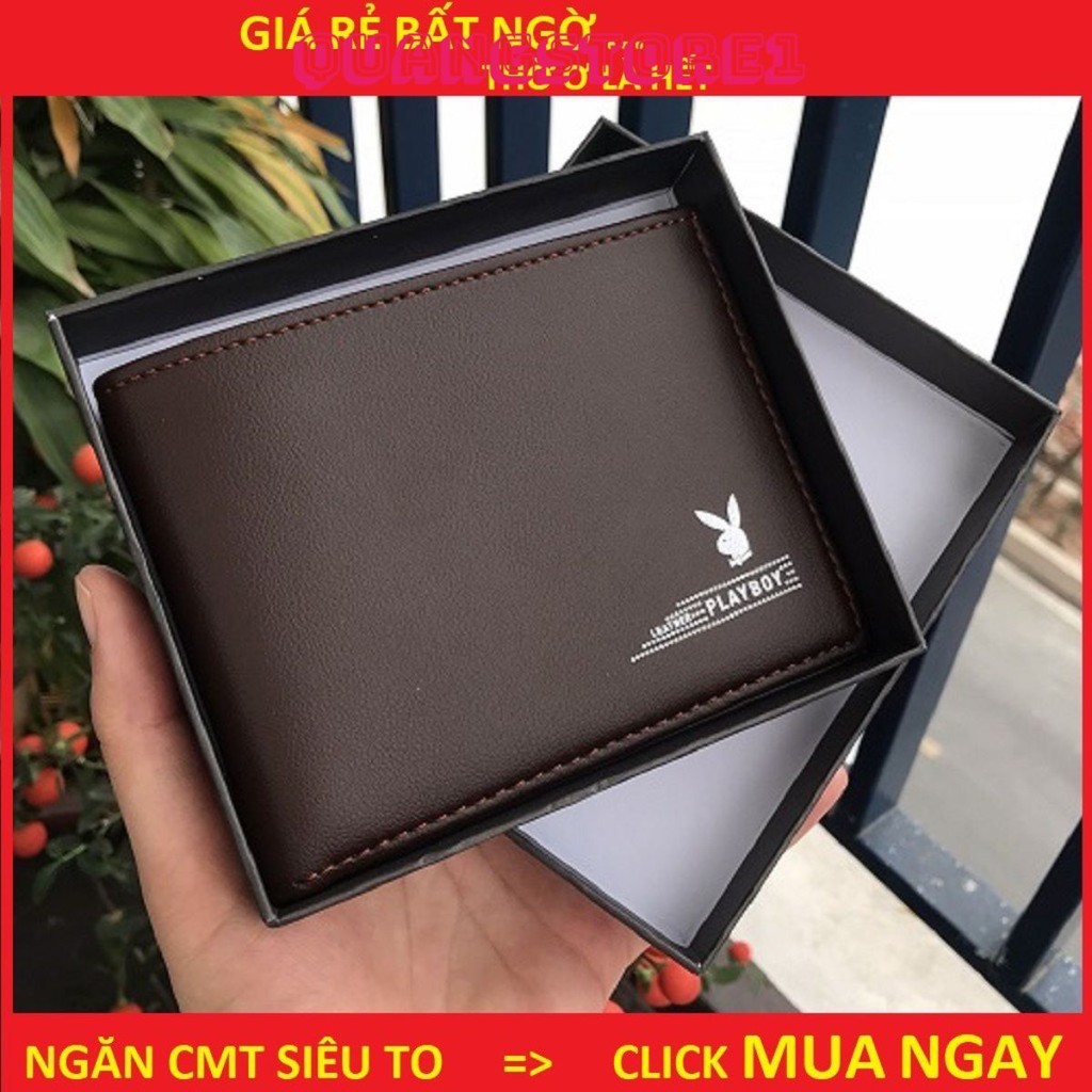 Ví da nam Playboy đẹp hàng hiệu thời trang cao cấp, Ví nam dáng ngang da PU nam tính chính hãng VN99