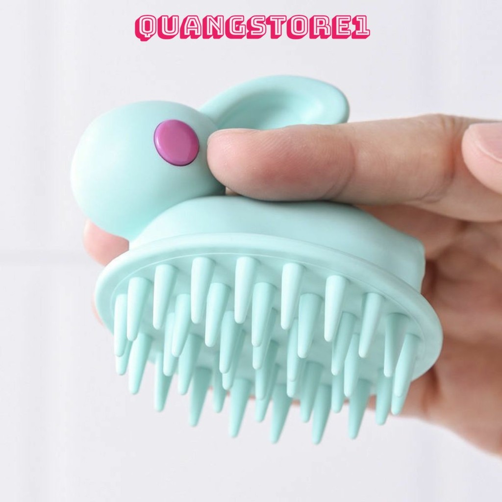 Bàn Chải Gội Đầu Massage Bằng Silicon Tiện Dụng, Lược Hình Thỏ, Lược Gội Đầu Kích Thích Mọc Tóc Mát Xa Da Đầu Giảm Rụng