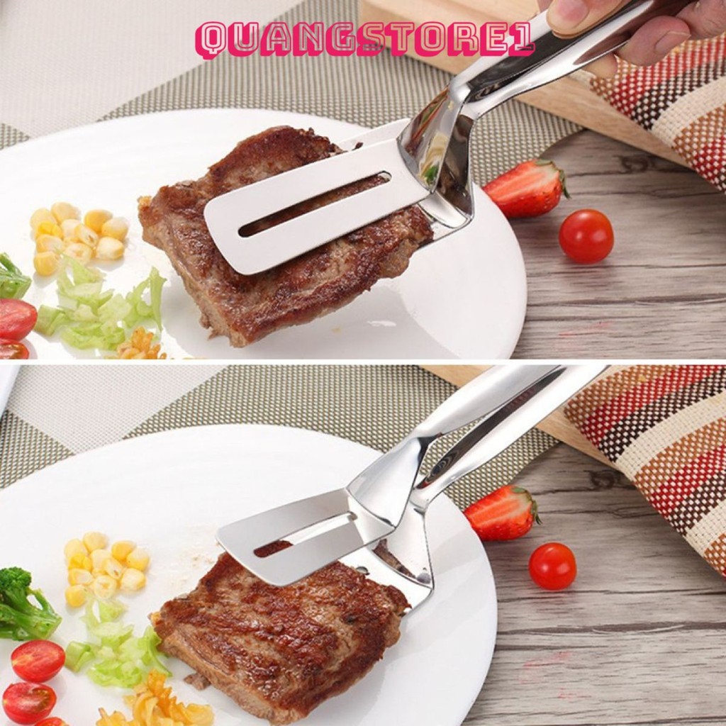 Kẹp Lật Thức Ăn Chuyên Dụng Beef Steak, Gắp Đồ Chiên Rán Inox 304 Cao Cấp Dài 25cm, Xẻng Lật Đồ Ăn Kẹp Inox Chống Gỉ