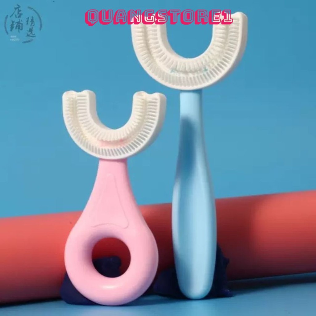 Bàn Chải Đánh Răng Chữ U Hàng Hiệu Cho Bé 1, 2, 3, 4, 6 Tuổi, Bàn Chải Xoay 180 Độ, Massage Răng, Chất Mềm Mại, An Toàn