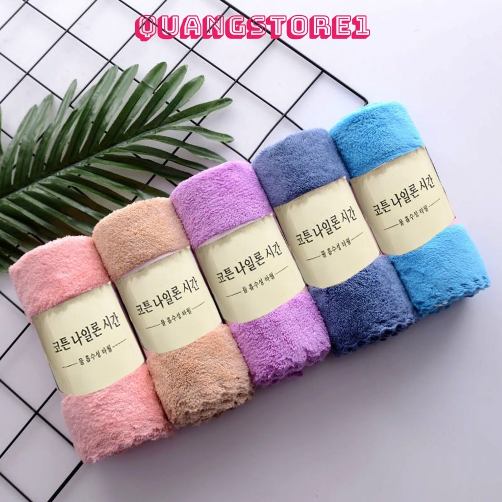 5 KHĂN LAU MẶT HÀN QUỐC - Khăn Mặt Cotton Khăn Mặt Lông Cừu Siêu Mềm Thấm Hút Không Đỗ Lông Gây Dị Ứng 30x50cm - KM531