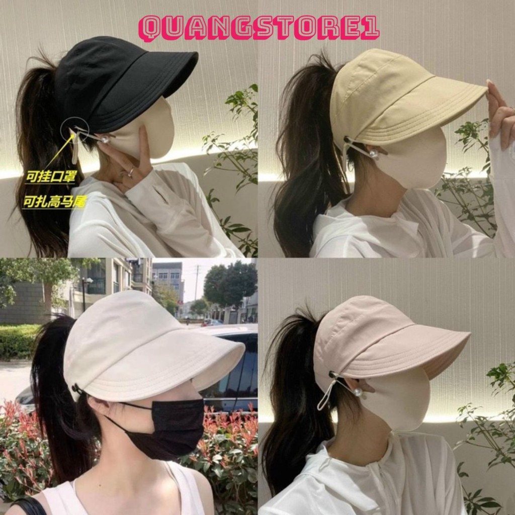Mũ Bucket Hở Chóp, Mũ Vải , Nón Chống Nắng Chống Tia Ufp50+ Có Nút Đeo Khẩu Trang Thời Trang Vải Mềm Uzzlang Hàng Loại 1