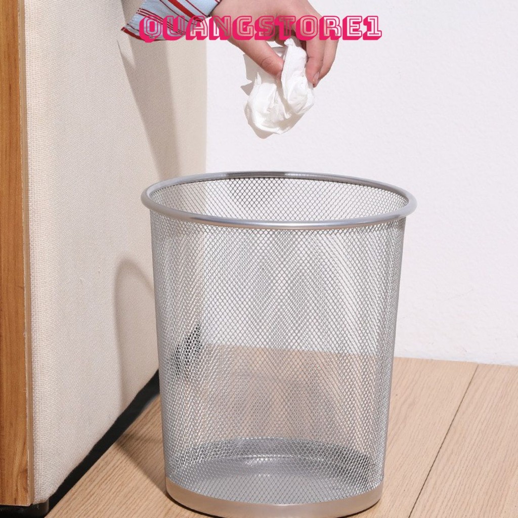 #Thùng Rác - Xọt Rác Văn Phòng Lưới Kim Loại Tròn Đen Size 34cm (Chát Vs Shop Tạo Cbo Để Phí Ship Tốt Hơn)