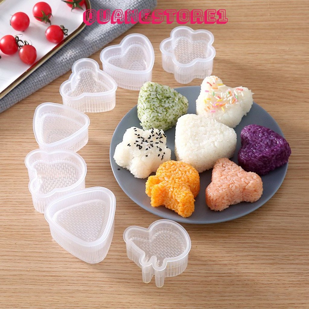 7 Khuôn làm cơm nắm Onigiri kiểu Nhật, khuôn ép dụng cụ ép cơm Bento tạo hình tam giác hình tròn cho bé ăn dặm