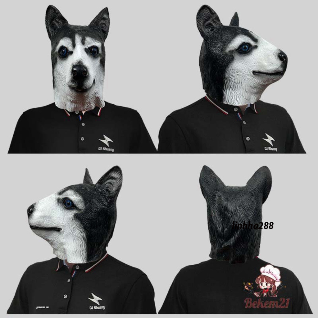 [CHÓ HUSKY] Mặt nạ ngựa gấu hổ khỉ gà heo chó bò vịt đeo kính hoá trang ...