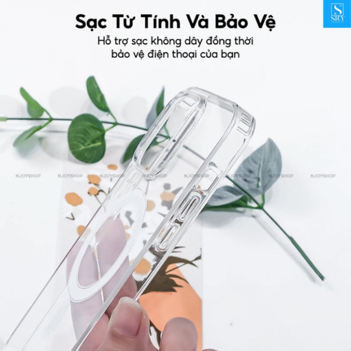 Ốp lưng IPHONE Trong suốt từ tính chống sốc - Hỗ trợ sạc không dây cho 11 12 13 14 15 16 pro max 14plus 15plus 7plus
