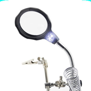 Kính lúp kẹp soi hàn mạch điện tử có đèn LED và gác mỏ hàn