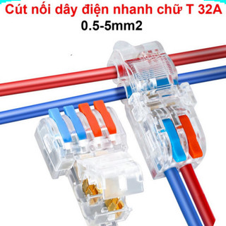 [Ưu đãi] (2 cái) Cút nối dây điện nhanh chữ T 32A Cho dây 0.5 - 5mm2