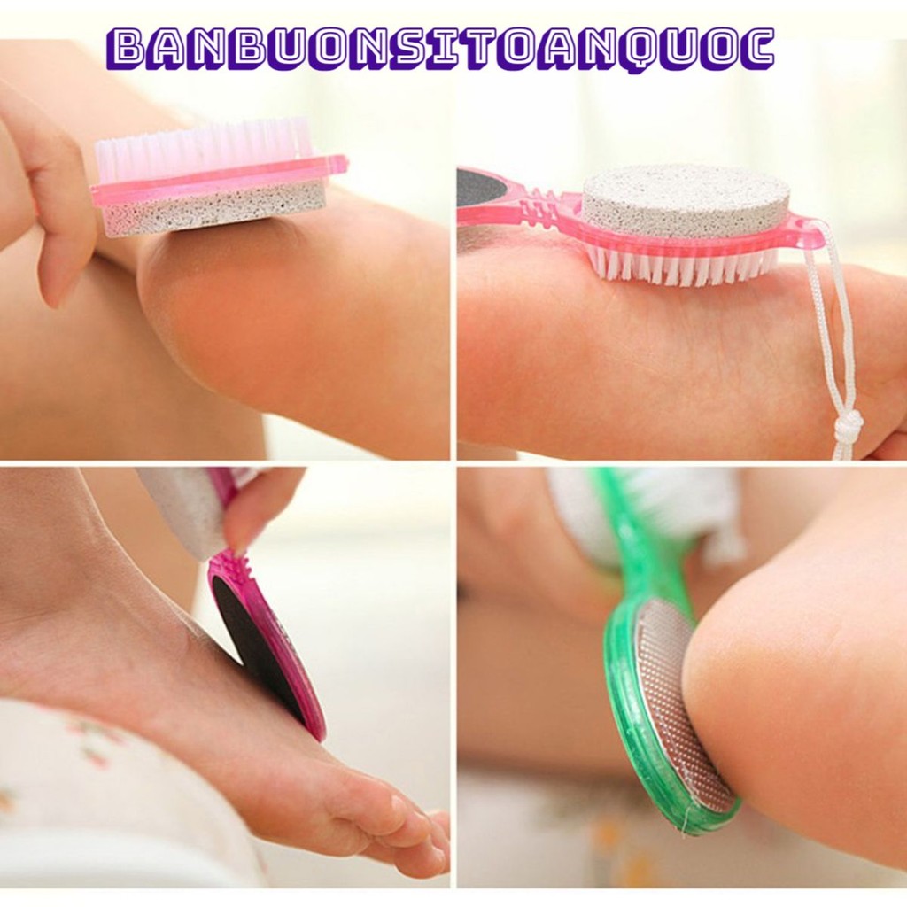 BÀN CHẢI CHÀ CHÂN - CHÀ GÓT CHÂN ĐÁ BỌT BIỂN 4 CÔNG DỤNG GIÚP LOẠI BỎ CÁC TẾ BÀO DA CHẾT CÓ MÓC TREO