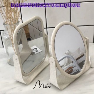 Gương Để Bàn💚CAM KẾT CHUẨN💚 Gương Trang Điểm Để Bàn 2 Mặt Xoay Chất Liệu Lúa Mạch Bền Chắc