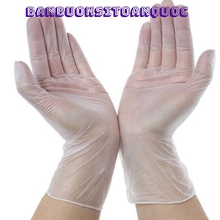 [Siêu Rẻ]  Hộp 100 Cái Găng Tay Cao Su Dùng 1 Lần Làm Bếp Nấu Ăn Vệ Sinh Siêu Dai Siêu Bền