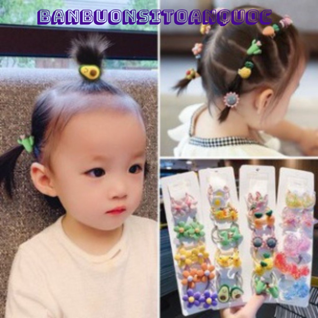 Dây Buộc Tóc Cho Mẹ & Bé 🌺𝐁𝐀𝐍𝐁𝐔𝐎𝐍𝐒𝐈𝐓𝐎𝐀𝐍𝐐𝐔𝐎𝐂🌺 Sét 10 dây chun buộc tóc họa tiết siêu yêu,siêu dễ thương cho bé