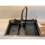 Chậu Rửa Bát 1 Hố 5 Phím Mart.home Hiển Thị Nhiệt Độ Phủ Nano Kèm Vòi Lọc Nước Thác Nước Vòi Xịt BH 10 Năm — ảnh 7