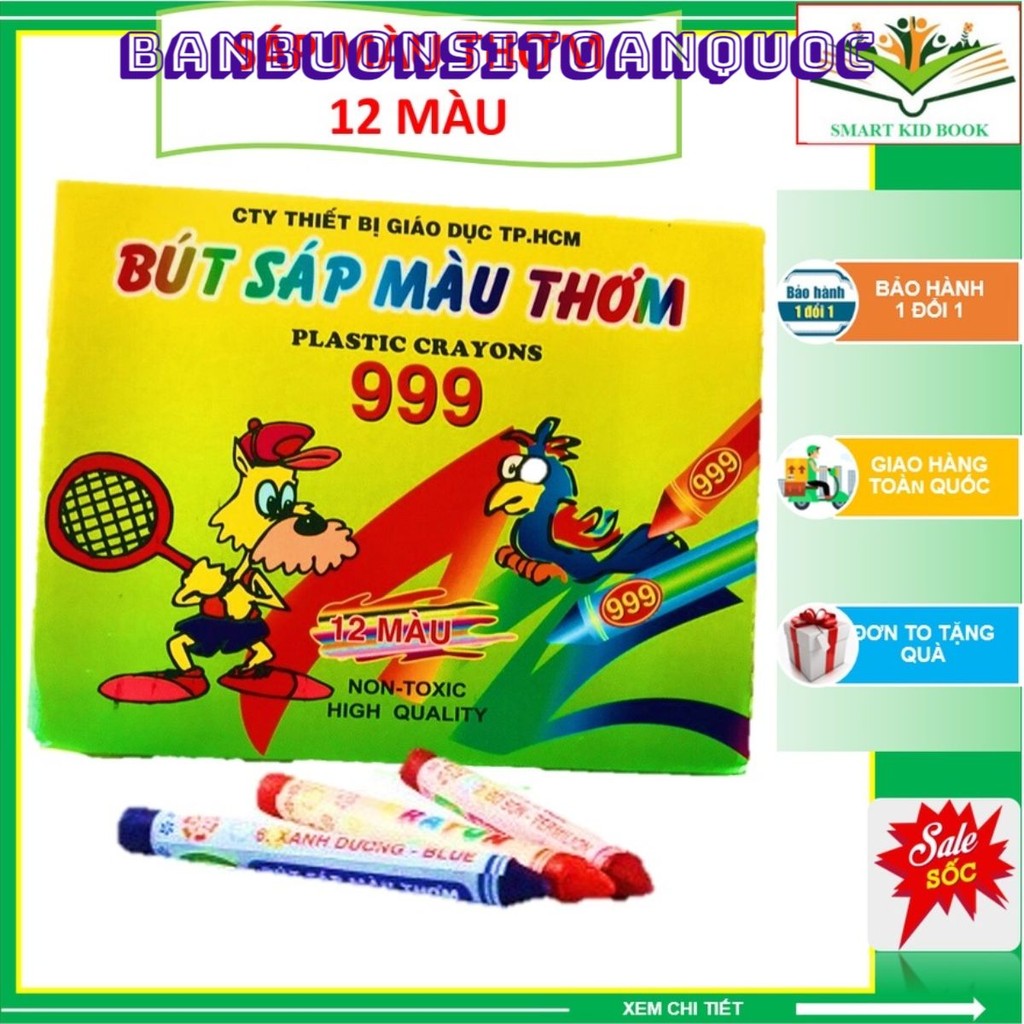 BÚT SÁP MÀU MIC, Bút sáp tô màu,Bút màu thơm 12 màu cho bé màu 999- Bút sáp màu thơm 999 cho bé (12 màu)