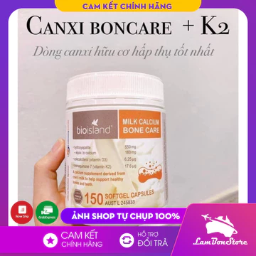 Viên uống Canxi sữa cho người lớn, Canxi hữu cơ, Canxi Bone Care Bioisland 150 viên - Úc