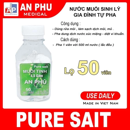 VIÊN MUỐI SINH LÝ AN PHÚ - TIỆN DỤNG - TIẾT KIỆM - HẠN SỬ DỤNG 2030 - LỌ 50 VIÊN