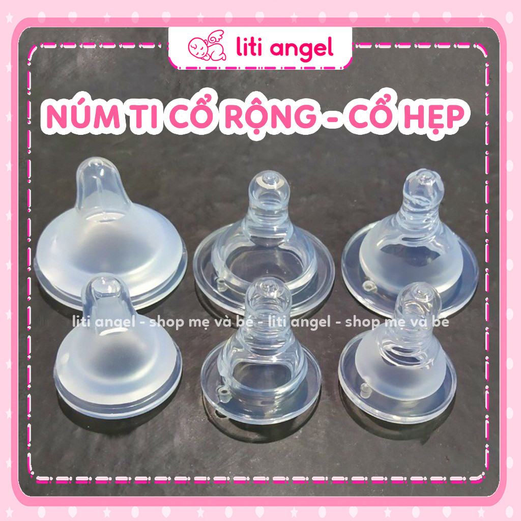 Núm ti Silicone Siêu Mềm Cổ Rộng và Cổ Hẹp thay thế cho Bình Sữa ...