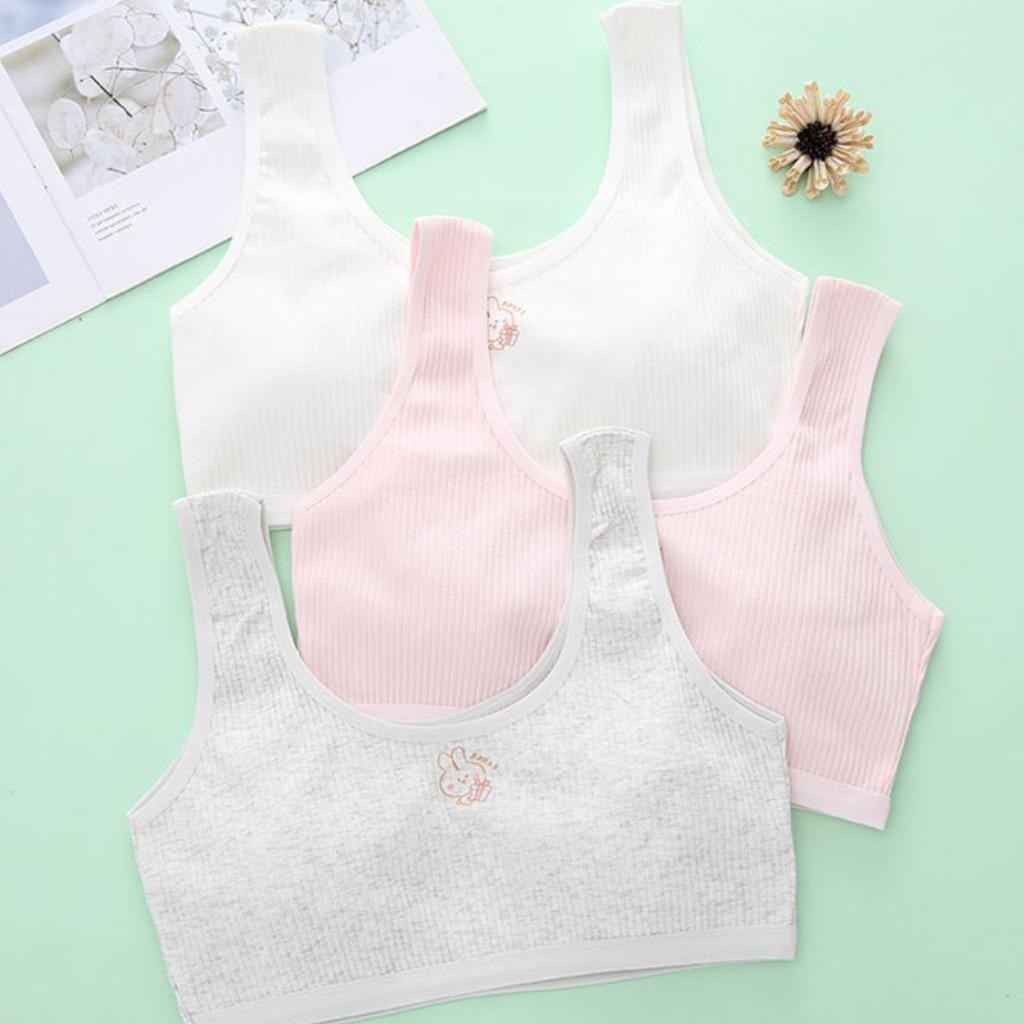 [Deal Shock] Combo 4 Áo Lót Nữ Sinh Cotton Sọc Dáng Croptop - Set 4 Áo Lá Học Sinh 2 Lớp Dày Dặn ZANABRA A8574