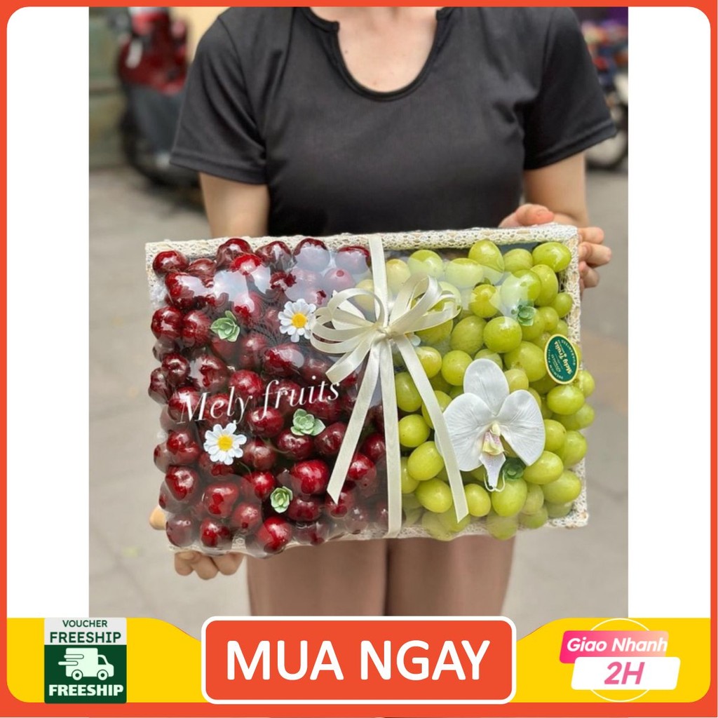 ( GIAO NHANH HCM ) ( JENNY FRUIT )Khay trái cây quà tặng nho cherry cực sang