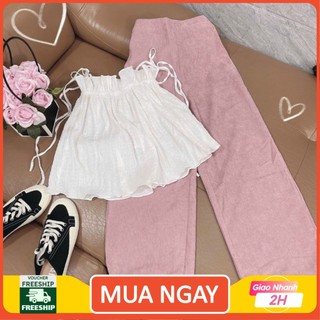 SET ÁO 2S QUẦN SUÔNG NHUNG 2 MÀU🌸video thật shop quay🌸hàng sẵn SET8501