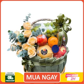 [ HOẢ TỐC ] [ 20/10 ] Giỏ quà tặng trái cây kèm bông BT155 tặng kèm túi và in bảng theo nhu cầu