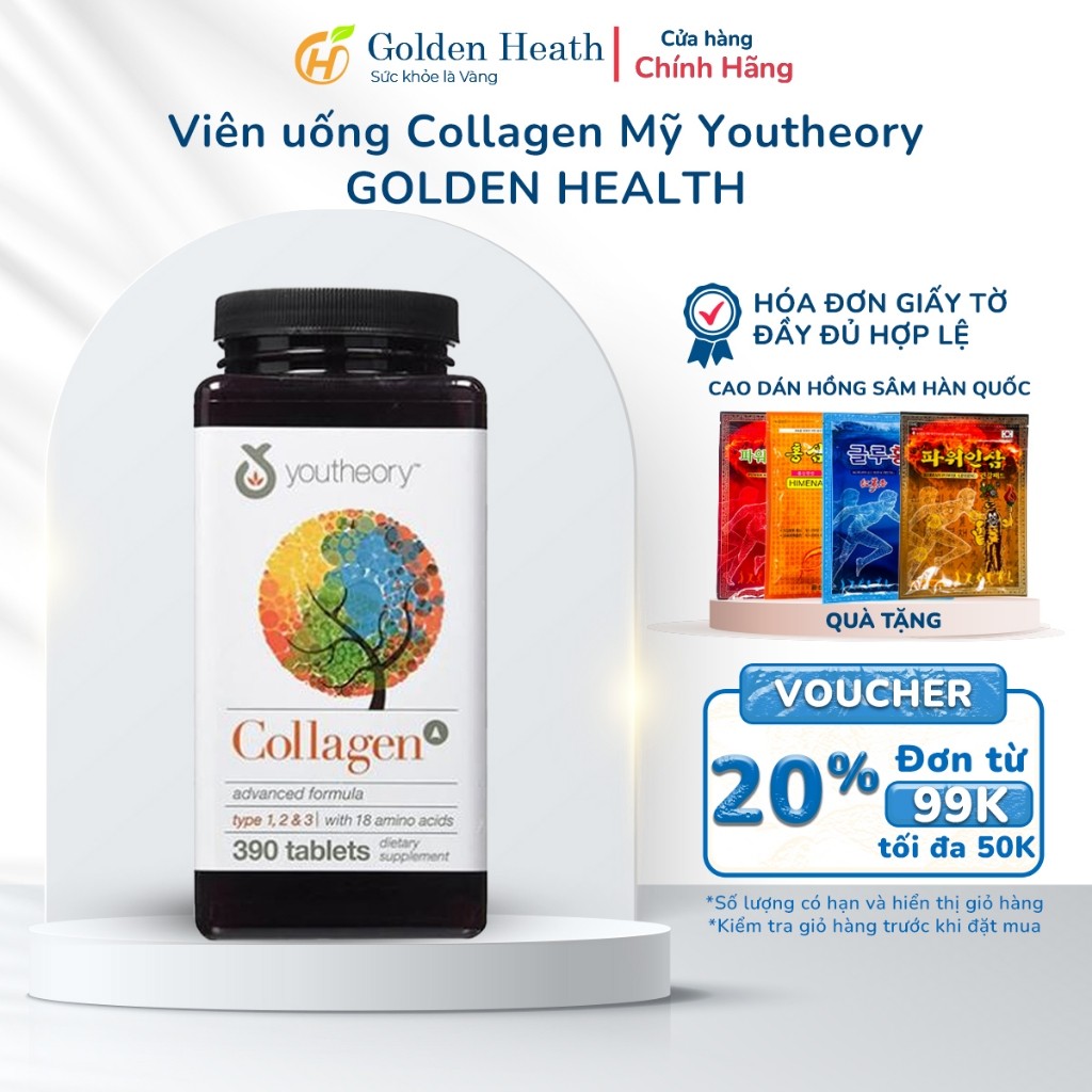 Viên uống Collagen Mỹ Youtheory GOLDEN HEALTH bổ sung collagen giúp da ...