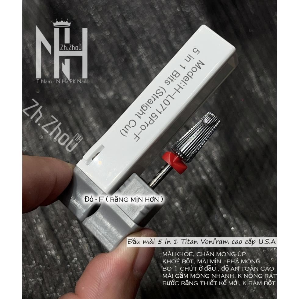 đầu mài mỹ 5 in 1 mài móng tay nail, đầu mài gel, mài phá bột, đầu mài cao cấp