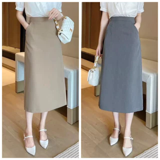 Chân Váy Dáng A dài 80cm 2 túi chéo - 2 lớp - vải 2 biên thời trang công sở nữ cao cấp A802B