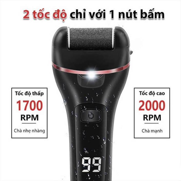 Máy chà gót chân tẩy tế bào chết 3 đầu mài 2 chế độ cao cấp, máy mài gót chân đa năng tặng kèm bộ phụ kiện 10 món ntt95
