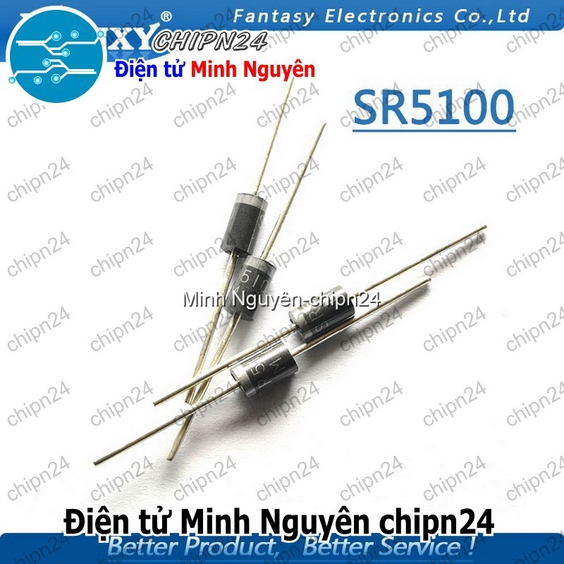 Lot De 5 Diodes Schottky SR5100 - 100V 5A - Pour Circuits De Redressement