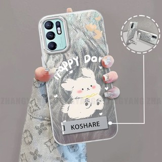 Ốp Lưng Cho OPPO RENO 6Z 5G RENO 6 5G RENO 5Z 5G RENO 6 4G Lông Tơ Silicon TPU Vỏ Điện Thoại Hoạt Hình Chó Điện Thoại Mềm Giá Đỡ Điện Thoại Miễn Phí