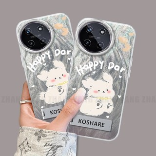 Ốp Lưng Cho realme 11 4G Lông Vũ Silicon TPU Vỏ Điện Thoại Hoạt Hình Chó Điện Thoại Mềm Ốp Lưng Giá Đỡ Điện Thoại Miễn Phí